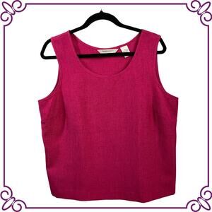 Draper's & Damon's Hot Pink Round Collar Sleeveless Top Petite Large